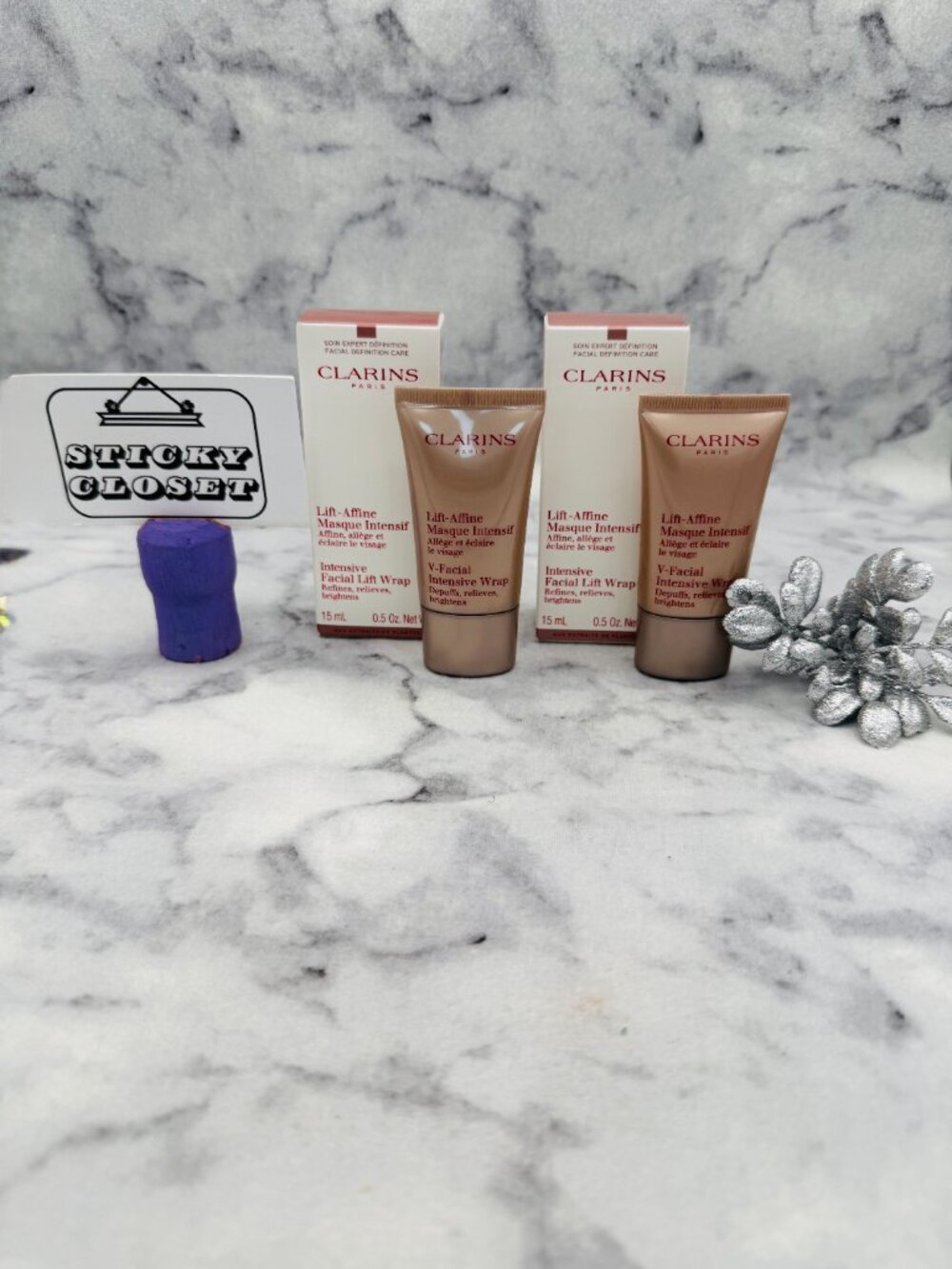 CLARINS Skincare Gift Set-Intensive Facial Lift Wrap,Travel,15ml-2pc-BOXED-NEW